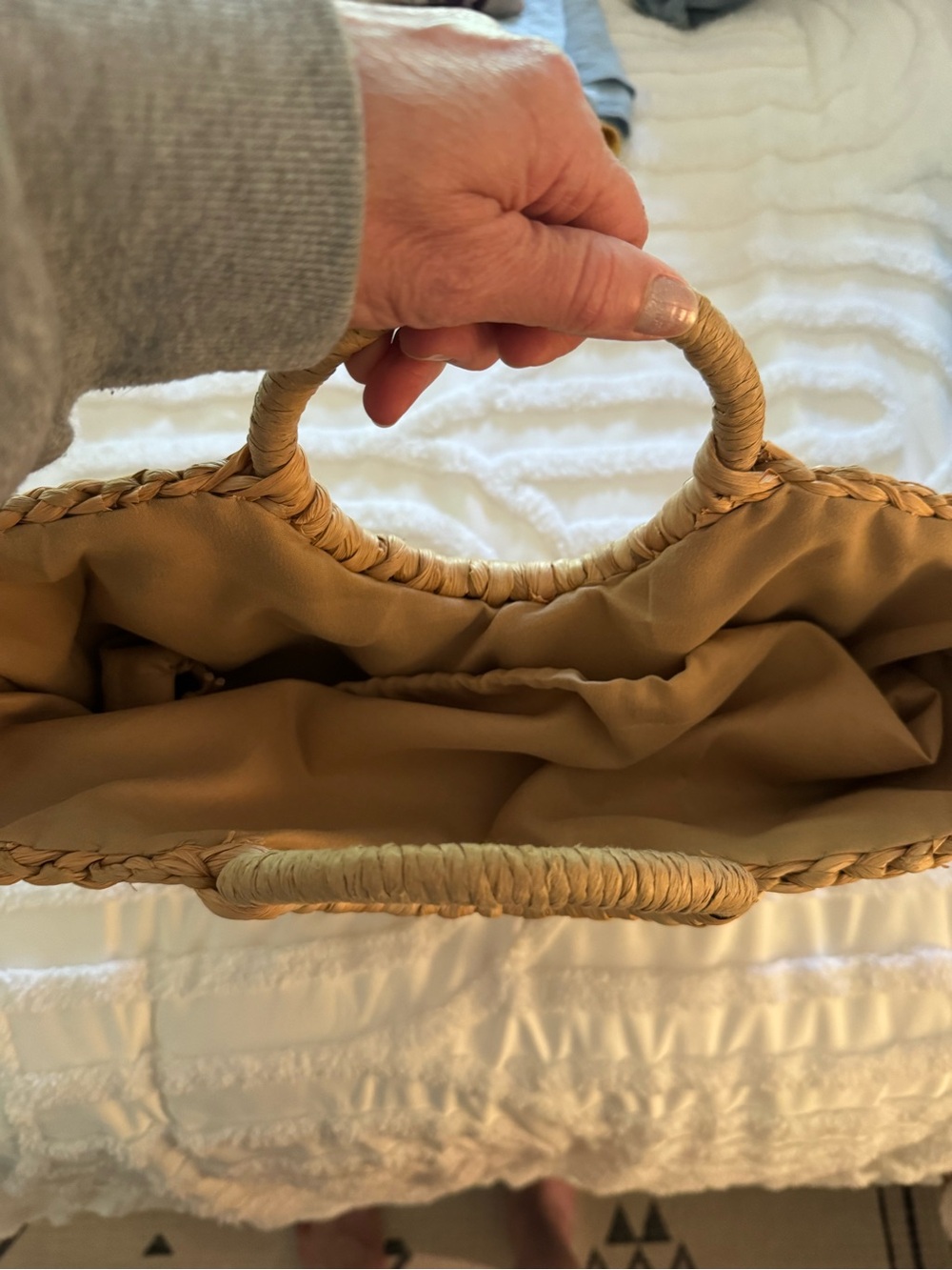 Woven Straw Tote Bag - Natural Tan - Picture 6 of 8